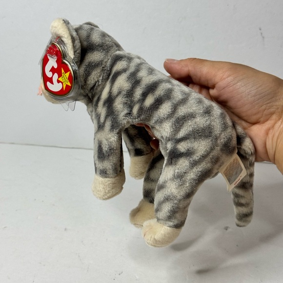TY Beanie Baby Silver Tabby Cat Plush Vintage Rare - Picture 2 of 9